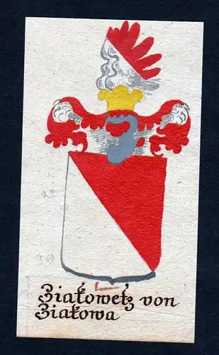 Ziakowetz von Ziakowa - Ziakowetz Ziakova Böhmen Manuskript Wappen Adel coat of arms heraldry Heraldik