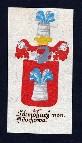 Schmoharz von Hrochowa - Ssmoharz Schmoharsch Hrochowa Hrochov Böhmen Manuskript Wappen Adel coat of arms her