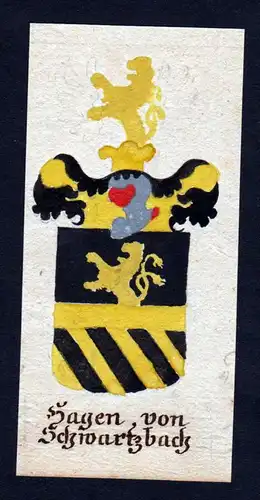 Hagen von Schwartzbach - Hagen Schwarzbach Böhmen Manuskript Wappen Adel coat of arms heraldry Heraldik
