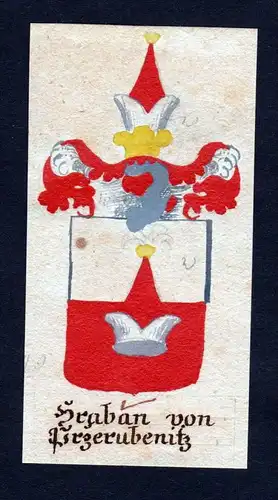 Hraban von Przerubenitz - Hraban Prerubenice Böhmen Manuskript Wappen Adel coat of arms heraldry Heraldik
