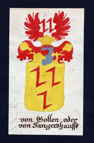 Von Golle oder von Sangershaussen - Golle Sangerhausen Böhmen Manuskript Wappen Adel coat of arms heraldry He