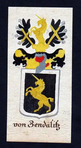 von Zendalitz - von Zendalitz Böhmen Manuskript Wappen Adel coat of arms heraldry Heraldik