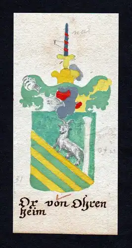 Dr von Ohrenheim - von Ohrenheim Böhmen Manuskript Wappen Adel coat of arms heraldry Heraldik