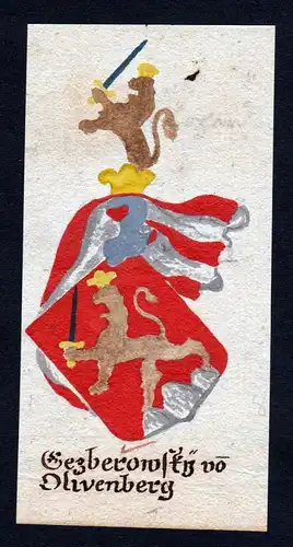 Gezberowsky von Olivenberg - Gezberowsky Olivenberg Böhmen Manuskript Wappen Adel coat of arms heraldry Heral