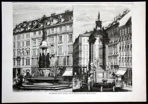 Der Brunnen auf der Freiung und der Brunnen am hohen Markt in Wien - Austriabrunnen Vermählungsbrunnen Wien A