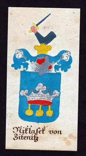 Miklasek von Zitenitz - Miklasek Zitenice Böhmen Bohemia Manuskript Wappen Adel coat of arms heraldry Heraldi