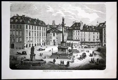 Ansicht des Hofes in Wien mit dem bürgelichen Zeughause - Bürgerliches Zeughaus Wien Ansicht Markt Holzschni