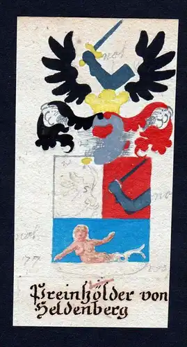 Preinhölder von Heldenberg - Preinhölder von Heldenberg Böhmen Manuskript Wappen Adel coat of arms heraldry
