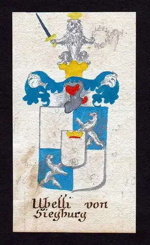 Ubelli von Siegburg - Ubelli von Siegburg Böhmen Manuskript Wappen Adel coat of arms heraldry Heraldik