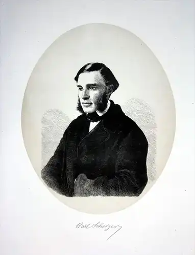 Karl Scherzer - Karl von Scherzer Diplomat Portrait Holzschnitt woodcut