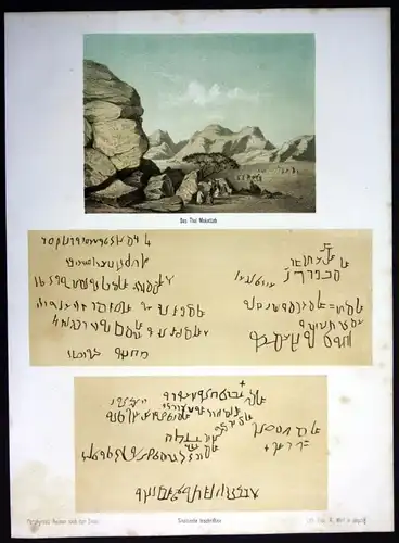 Das Thal Mokatteb - Sinaitische Inschriften - Sinai Halbinsel Schriften inscriptions Mokatteb Lithographie Lit