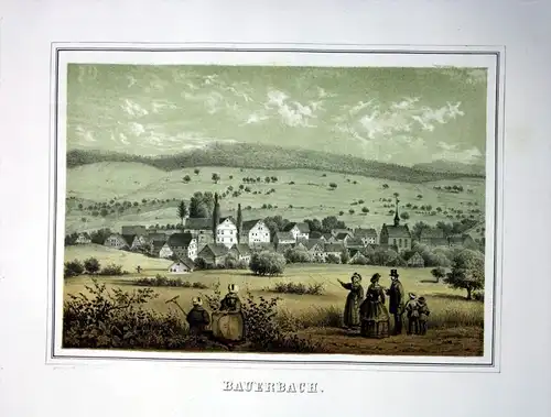 Bauerbach - Bauerbach Grabfeld Meiningen Ansicht Gesamtansicht Lithographie Litho