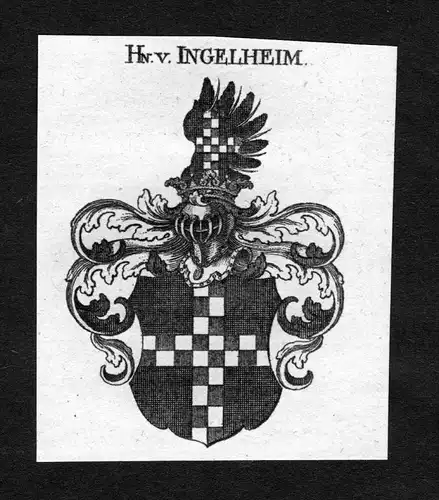Ingelheim - Ingelheim Wappen Adel coat of arms heraldry Heraldik Kupferstich