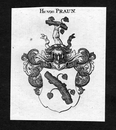 Praun - Praun Wappen Adel coat of arms heraldry Heraldik Kupferstich