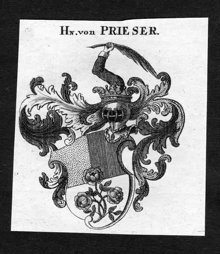 Prieser - Prieser Wappen Adel coat of arms heraldry Heraldik Kupferstich