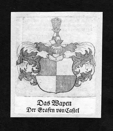 Castel - Castell Wappen Adel coat of arms heraldry Heraldik Kupferstich