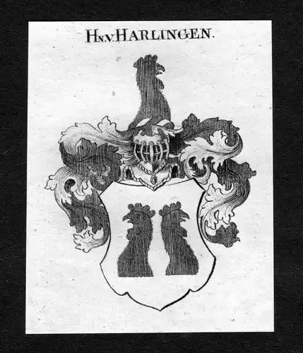Harlingen - Harlingen Wappen Adel coat of arms heraldry Heraldik Kupferstich