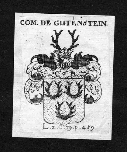 Gutenstein - Gutenstein Wappen Adel coat of arms heraldry Heraldik Kupferstich