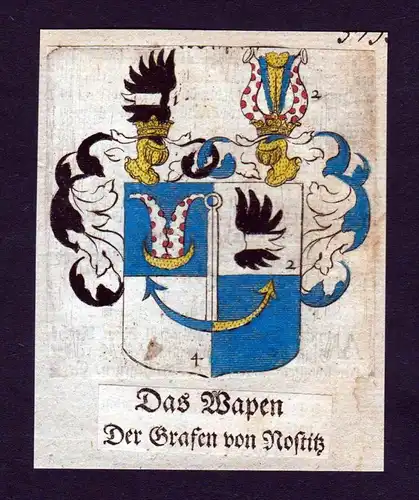 Rostitz - Rostiz Wappen Adel coat of arms heraldry Heraldik Kupferstich