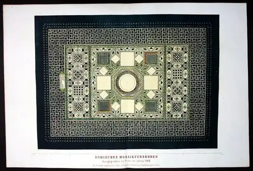 Römischer Mosaikfussboden - Trier Mosaik Fussboden mosaics tessellation Lithographie Litho