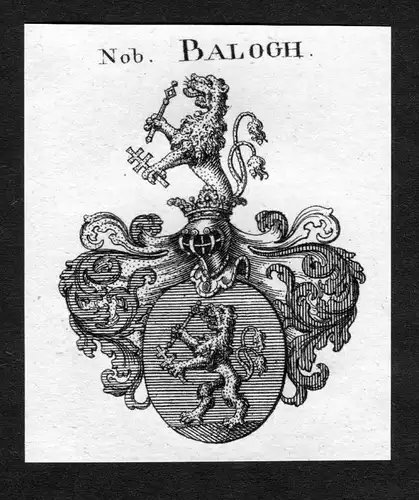 Balogh - Balogh Wappen Adel coat of arms heraldry Heraldik Kupferstich