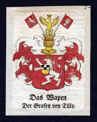 Tilly - Tilly Wappen Adel coat of arms heraldry Heraldik Kupferstich