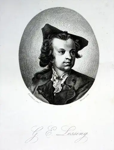 "G. E. Lessing" - Gotthold Ephraim Lessing Dichter Student poet Portrait Kupferstich engraving