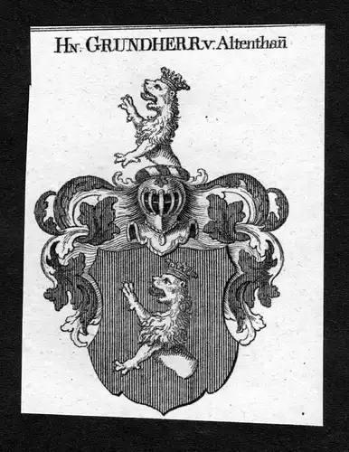 Altenthan -  Altenthann Wappen Adel coat of arms heraldry Heraldik Kupferstich
