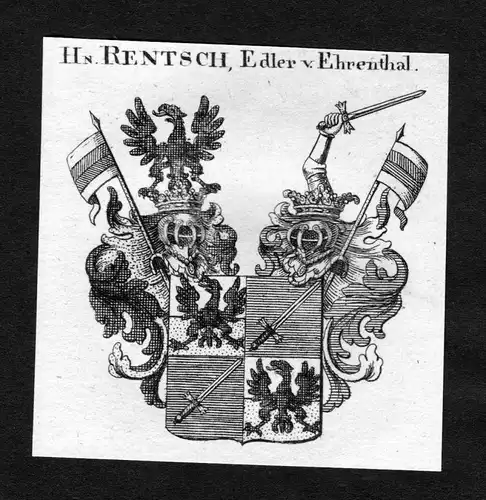 Rentsch von Ehrenthal -  Rentsch von Ehrental Ehrenthal Wappen Adel coat of arms heraldry Heraldik Kupferstich