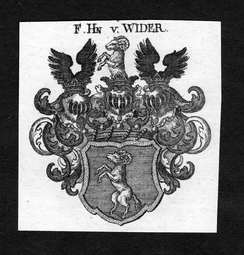 Wider - Wider Widder Wappen Adel coat of arms heraldry Heraldik Kupferstich