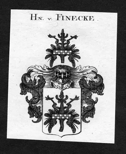 Finecke -  Finecke Vincke Fineke Fink Fiencke Wappen Adel coat of arms heraldry Heraldik Kupferstich