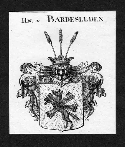Bardesleben - Bardeleben Wappen Adel coat of arms heraldry Heraldik Kupferstich
