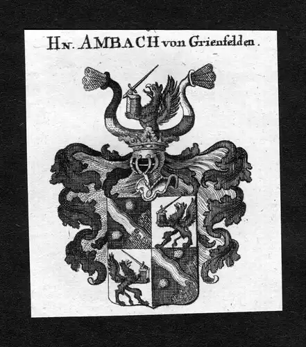 Ambach von Grienfelden - Ambach von Grienfelden Wappen Adel coat of arms heraldry Heraldik Kupferstich