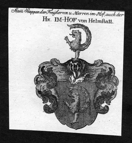 Im-Hof von Helmstatt - Im-Hof Imhof von Helmstatt Wappen Adel coat of arms heraldry Heraldik Kupferstich