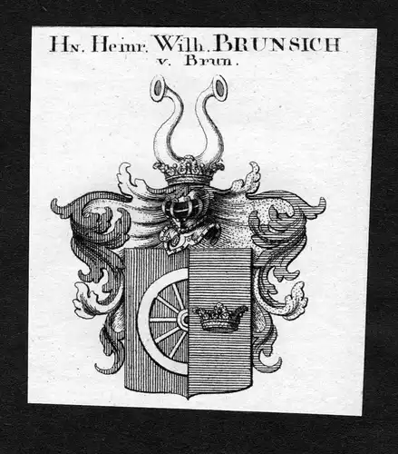 Brunsich von Brun -  Brunsich von Brun Wappen Adel coat of arms heraldry Heraldik Kupferstich