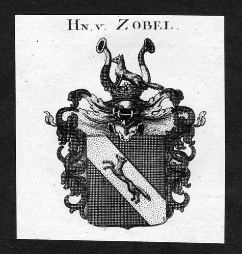 "Zobel" -  Zobel Wappen Adel coat of arms heraldry Heraldik Kupferstich