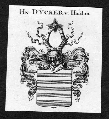 Dycker von Hasslau -  Dycker von Hasslau Wappen Adel coat of arms heraldry Heraldik Kupferstich