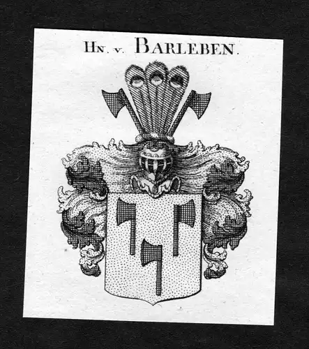 Barleben - Barleben Wappen Adel coat of arms heraldry Heraldik Kupferstich