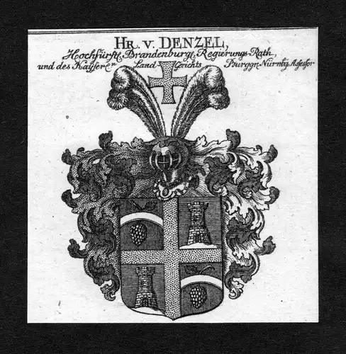 Denzel -  Denzel Wappen Adel coat of arms heraldry Heraldik Kupferstich
