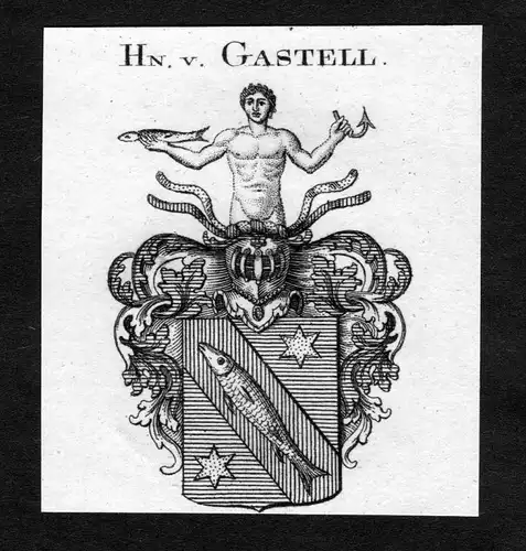 Gastell -  Gastell Castell Wappen Adel coat of arms heraldry Heraldik Kupferstich