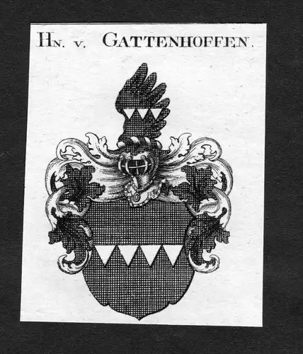 Gattenhoffen -  Gattenhoffen Gattenhofen Wappen Adel coat of arms heraldry Heraldik Kupferstich