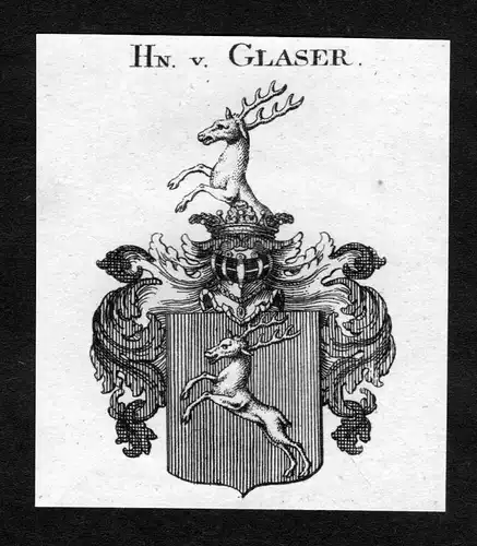 Glaser -  Glaser Wappen Adel coat of arms heraldry Heraldik Kupferstich
