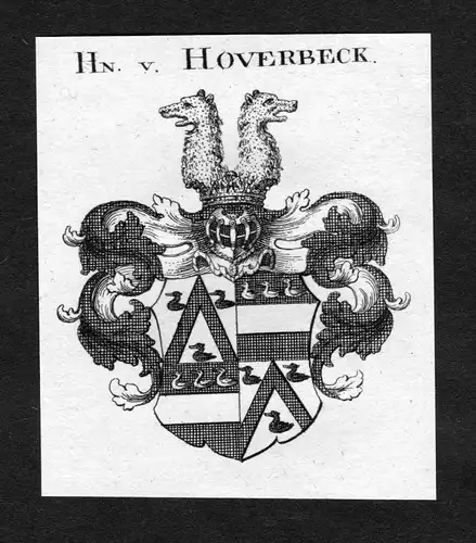 Hoverbeck -  Hoverbeck Wappen Adel coat of arms heraldry Heraldik Kupferstich