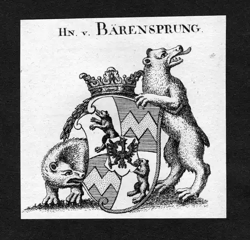 Bärensprung -  Bärensprung Baerensprung Wappen Adel coat of arms heraldry Heraldik Kupferstich