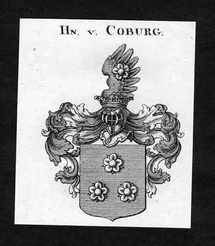 Coburg -  Coburg Wappen Adel coat of arms heraldry Heraldik Kupferstich