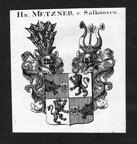 Metzner von Salhausen -  Metzner von Salhausen Wappen Adel coat of arms heraldry Heraldik Kupferstich