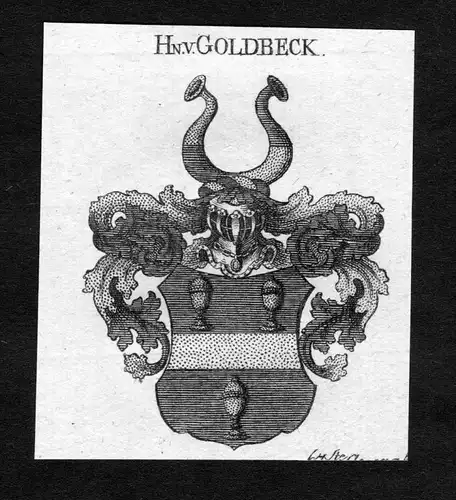 Goldbeck -  Goldbeck Wappen Adel coat of arms heraldry Heraldik Kupferstich