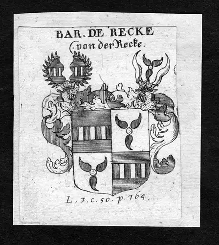 Recke - Recke Wappen Adel coat of arms heraldry Heraldik Kupferstich