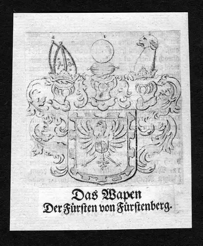 Fürstenberg -  Fürstenberg Fuerstenberg Wappen Adel coat of arms heraldry Heraldik Kupferstich