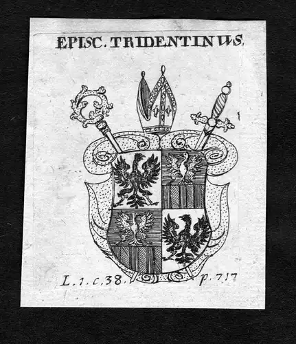 Tridentinus - Trient Wappen Adel coat of arms heraldry Heraldik Kupferstich